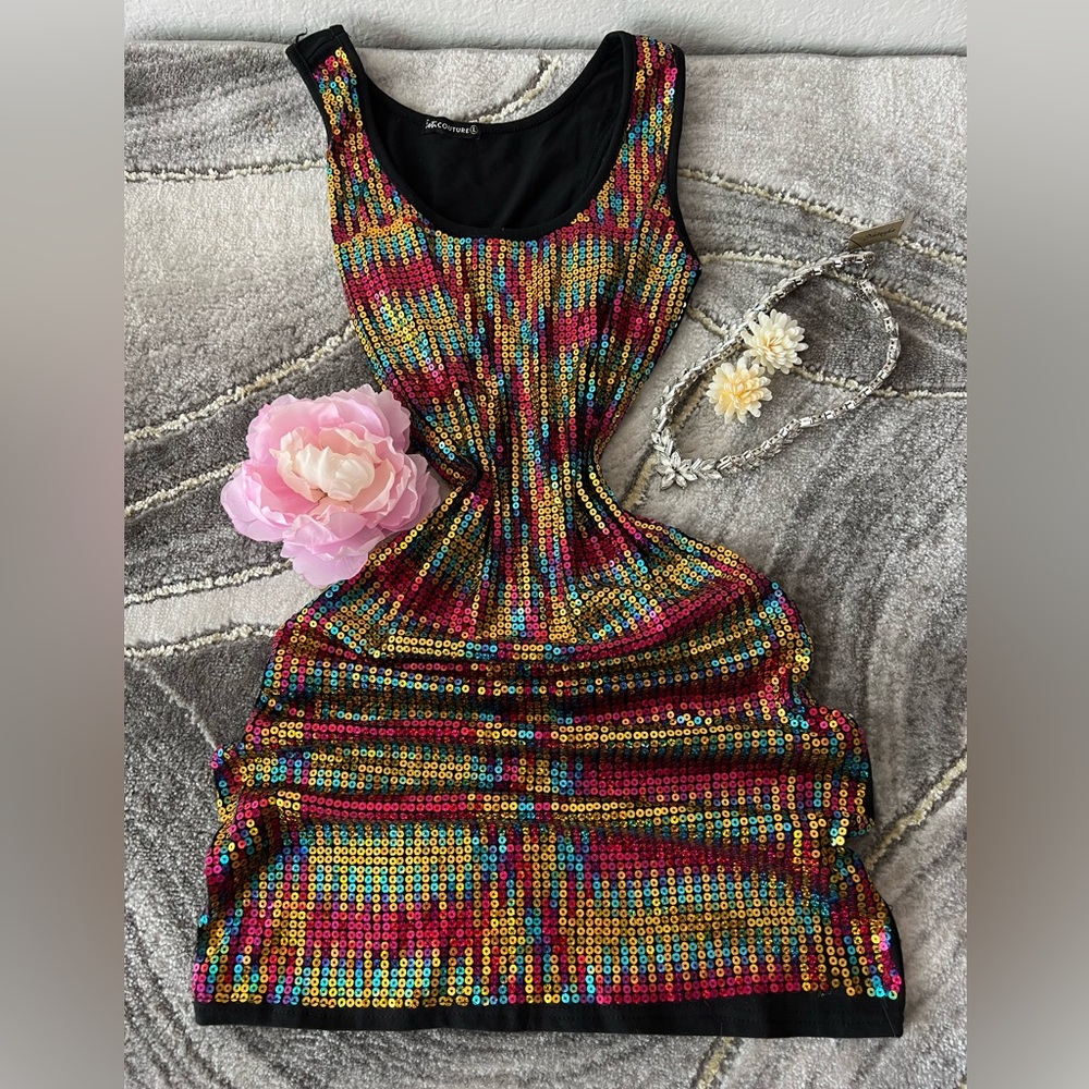 Multicolor Sequin Sleeveless Dress